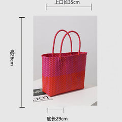 Portable Plastic Woven Bag Women's Large-Capacity Handbag