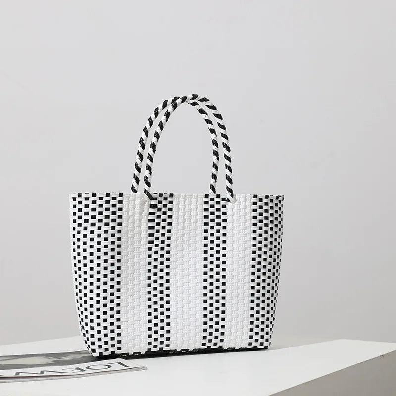 Portable Plastic Woven Bag Women's Large-Capacity Handbag