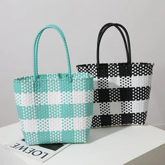 Portable Plastic Woven Bag Women's Large-Capacity Handbag