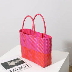 Portable Plastic Woven Bag Women's Large-Capacity Handbag