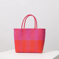 Portable Plastic Woven Bag Women's Large-Capacity Handbag