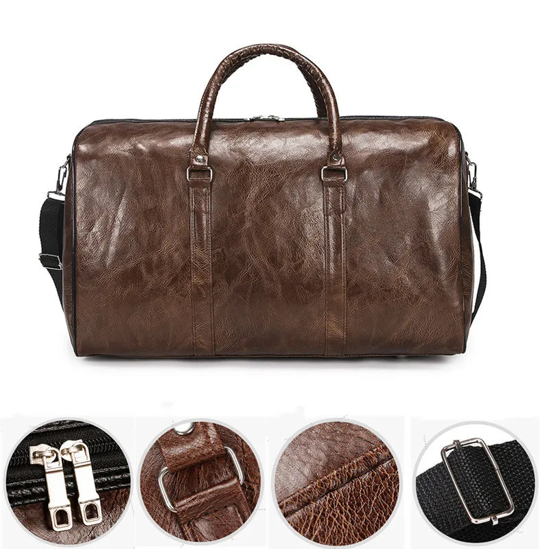 PU Travel Bag Large Capacity Cylinder Sports Fitness Bag