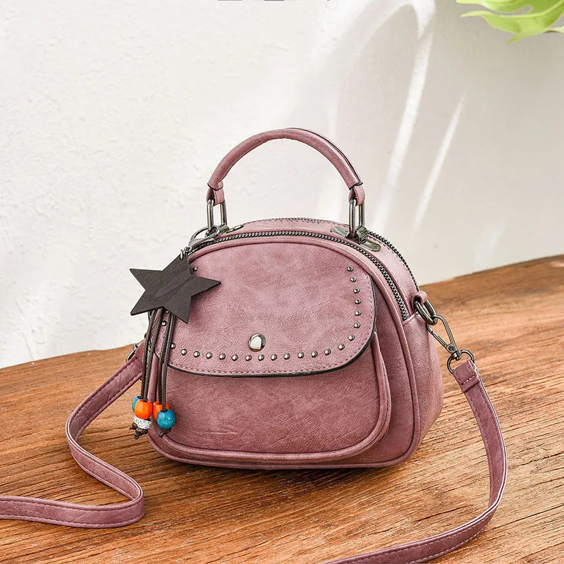 Shoulder Bag Female PU College Wind Tote Motorcycle Bag Nafei