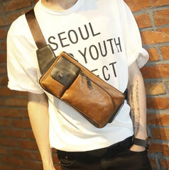 Men's Retro Shoulder Bag Messenger Chest Sports Waist Bag