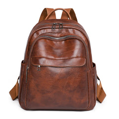 Retro Ladies Backpack Soft Leather School Bag