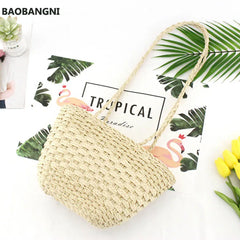 Retro Straw Shoulder Beach Bag Handbag Woven Casual