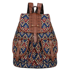 Retro Pattern Canvas Drawstring Backpack