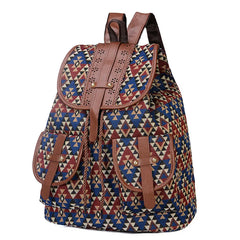 Retro Pattern Canvas Drawstring Backpack