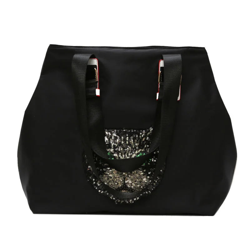 Sequin Cat Head Travel Shoulder Bag