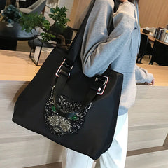 Sequin Cat Head Travel Shoulder Bag