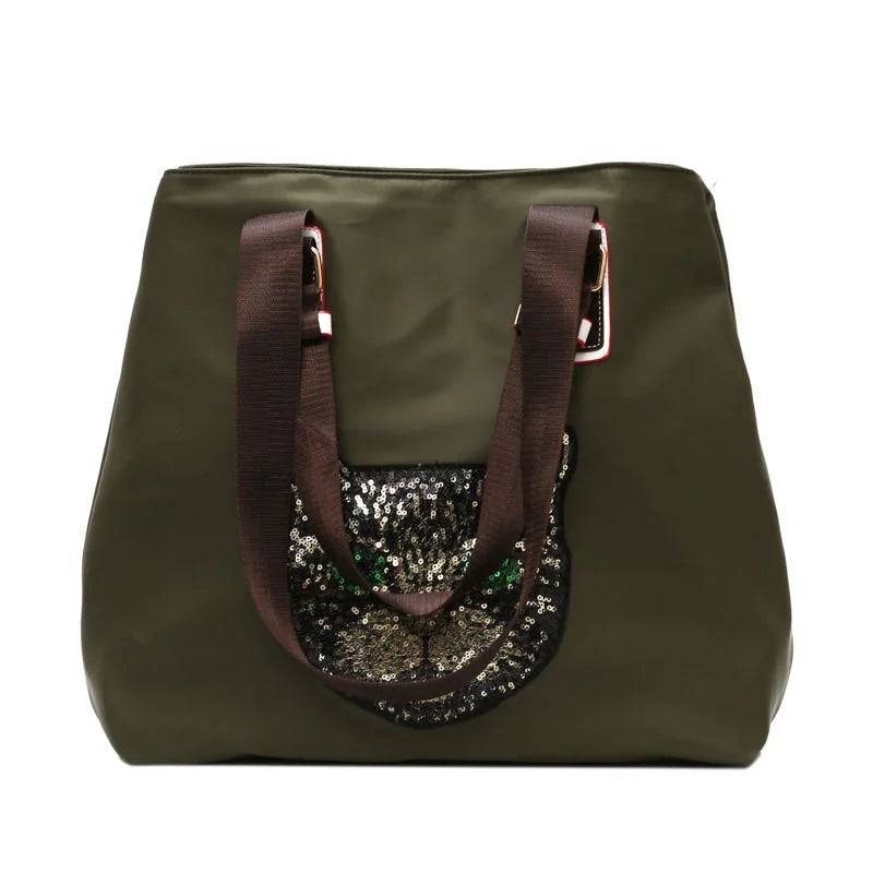 Sequin Cat Head Travel Shoulder Bag