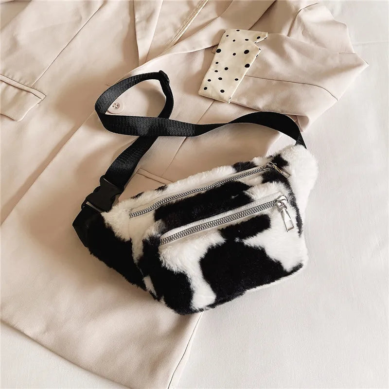 Plush Waist Bag Large-Capacity Portable Crossbody Chest Bag