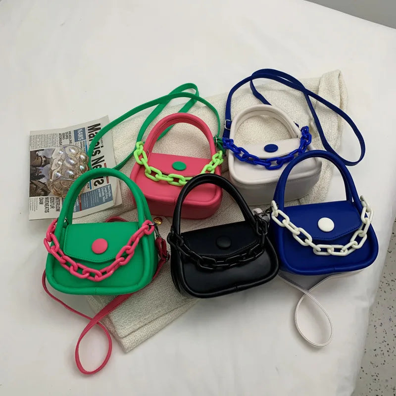 Acrylic Thick Chain Women's Bag Stitching Contrast Shoulder Bag