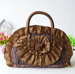 Silk Cloth Handbag Women's Handle Bag with Flowers