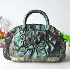 Silk Cloth Handbag Women's Handle Bag with Flowers