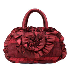 Silk Cloth Handbag Women's Handle Bag with Flowers