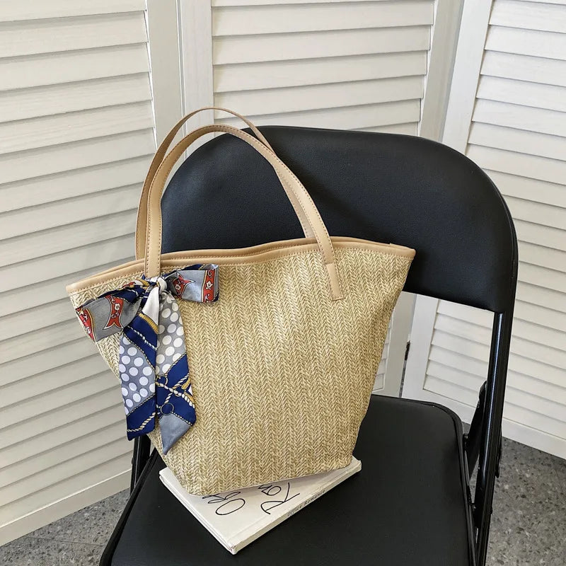Temperament Ladies Straw Woven Shoulder Bag Retro Handbag Tote Bag