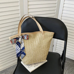 Temperament Ladies Straw Woven Shoulder Bag Retro Handbag Tote Bag