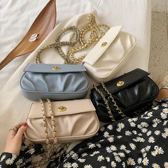 Urban One-Shoulder Chain Fold Cloud Messenger Lady Bag