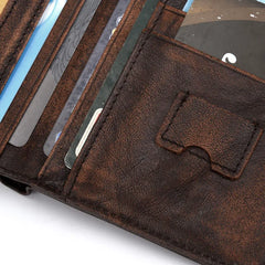 Vintage Men's Wallet with Plant Tanned Leather Anti-Theft RFID-Blocking Cowhide