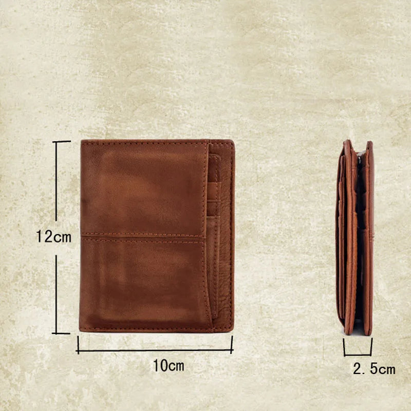 Vintage Men's Wallet with Plant Tanned Leather Anti-Theft RFID-Blocking Cowhide