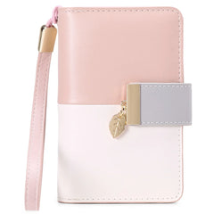 Women's Short Wallet with Contrast Zipper and Buckle