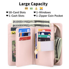 Women's Short Wallet with Contrast Zipper and Buckle