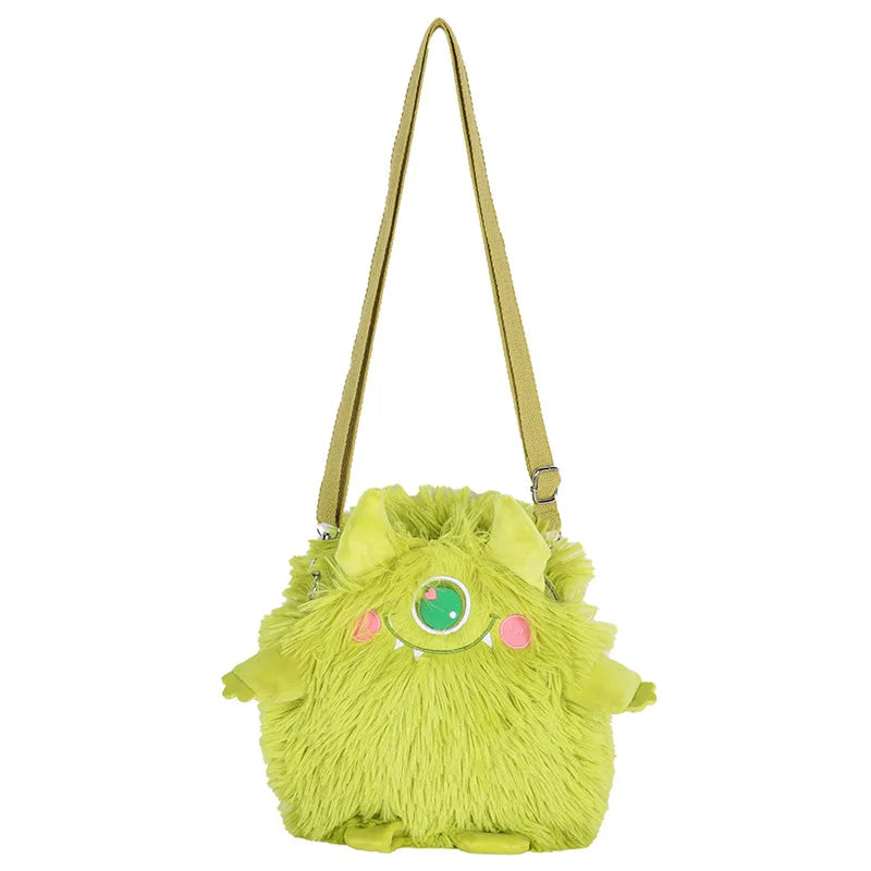 Women Plush Shoulder Bag Embroidery Cartoon Messenger Bag