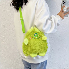Women Plush Shoulder Bag Embroidery Cartoon Messenger Bag