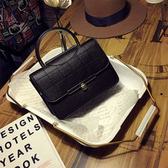 Women's PU Embroidery Thread Handbag Diamond Lattice Shoulder Bag