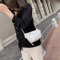 Women's Wrinkled Net Red Shoulder Bag Cloud Messenger Bag