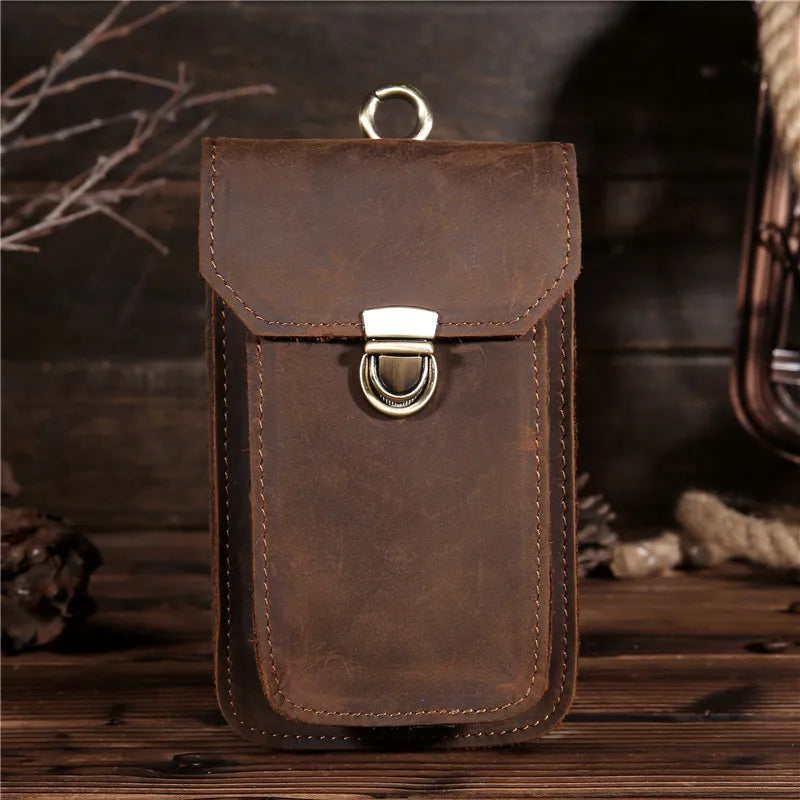 Leather Waist Pack Phone Case Money Belt Pouch Bag