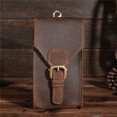 Neweekend Leather Waist Packs for Men Phone Waist Bag Vintage Male Mini Wallets