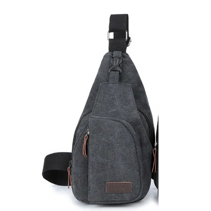 Men Sling Bag Chest Cross Body Canvas Messenger Pack Travel Hiking Waist Packs