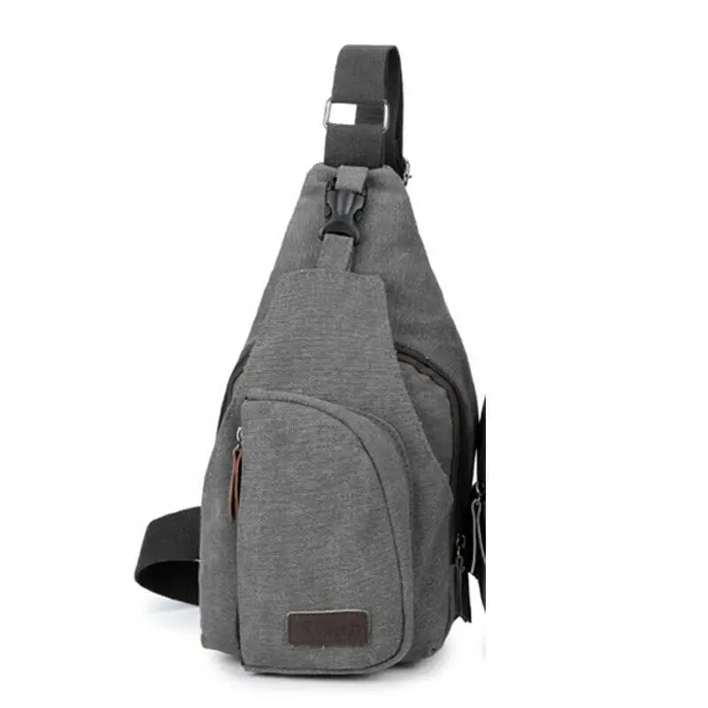 Men Sling Bag Chest Cross Body Canvas Messenger Pack Travel Hiking Waist Packs