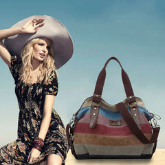 Women Messenger Bag Stitching Zipper Closure Anti-Theft