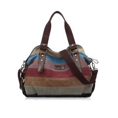Women Messenger Bag Stitching Zipper Closure Anti-Theft