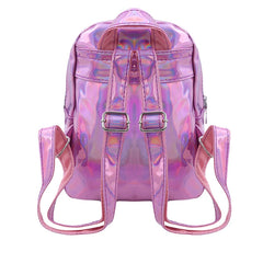 Silver Pink Small Backpack Teenage Girls Women Girls Bag