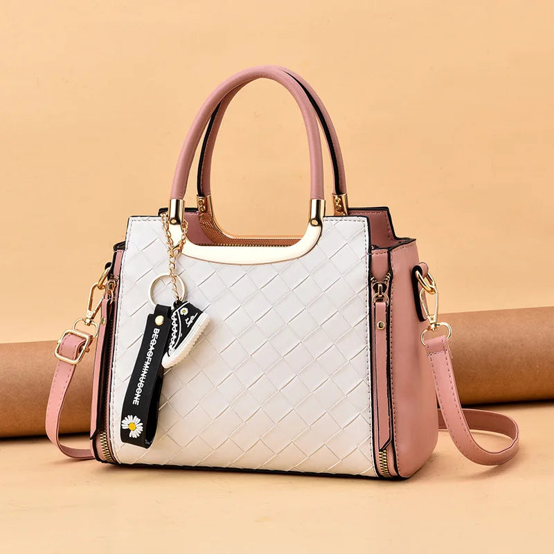 Leather Crossbody Bag Square Handbag with Chain Strap