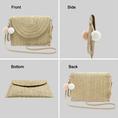 Women's Straw Woven Handbag Purse for Summer Beach Vacation