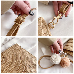 Women's Straw Woven Handbag Purse for Summer Beach Vacation