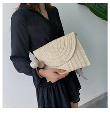 Women's Straw Woven Handbag Purse for Summer Beach Vacation