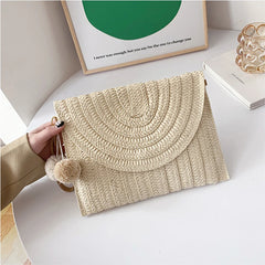 Women's Straw Woven Handbag Purse for Summer Beach Vacation