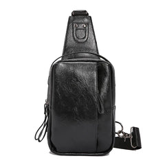 Men Casual High Pu Leather Belt Bag Sports USB Interface Single Shoulder