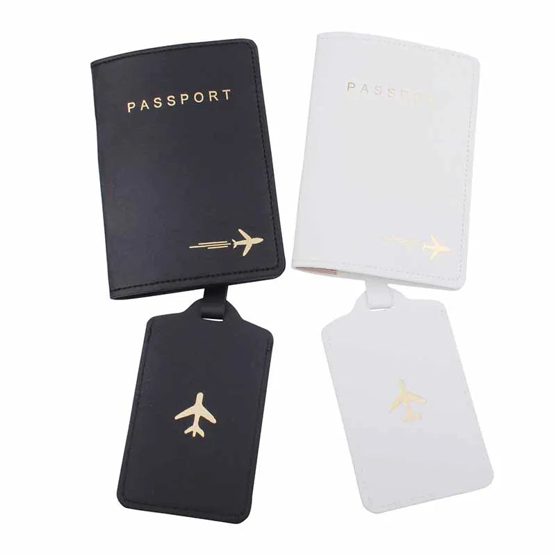 Solid MR MRS Passport Cover Set - Couple Wedding Travel Holder
