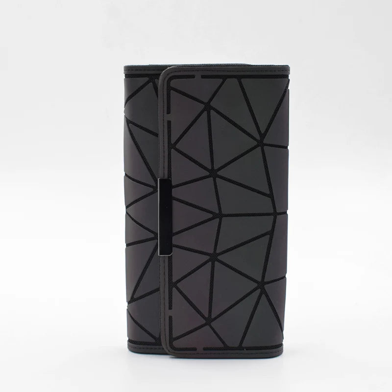 Women Luminous Clutch Wallet Geometric Zip Money Purse