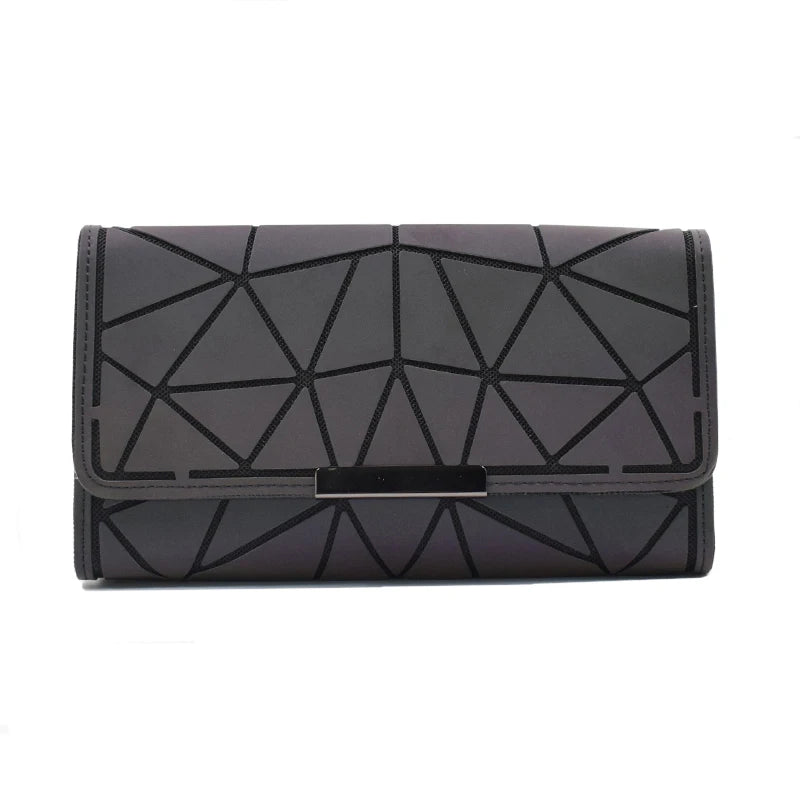 Women Luminous Clutch Wallet Geometric Zip Money Purse