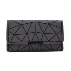 Women Luminous Clutch Wallet Geometric Zip Money Purse