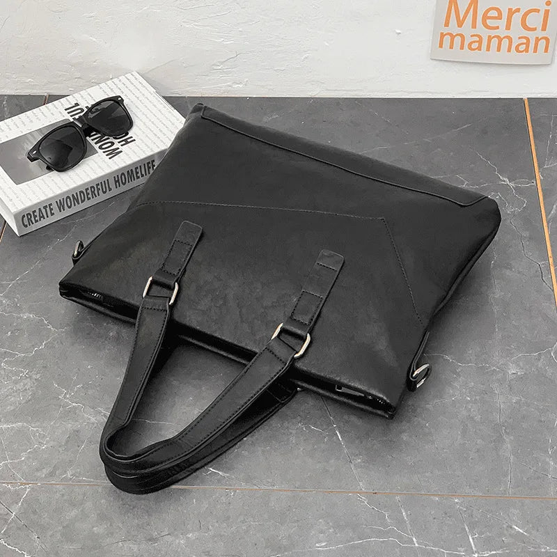 Men's Business Soft Leather Shoulder Bag Briefcase