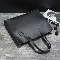 Men's PU Leather Tote Bag Single Shoulder Bag Handbag Briefcase Business Bag